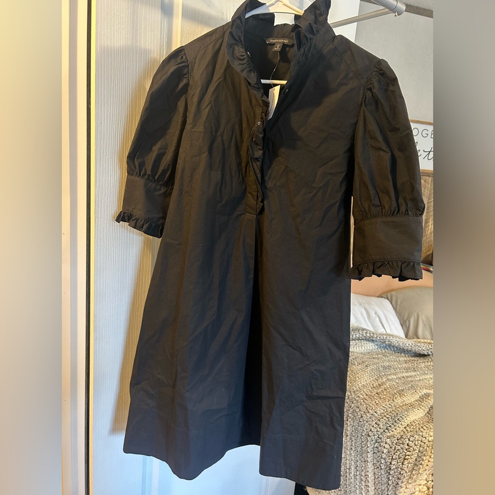 Banana Republic Black Dress with Ruffled Sleeves